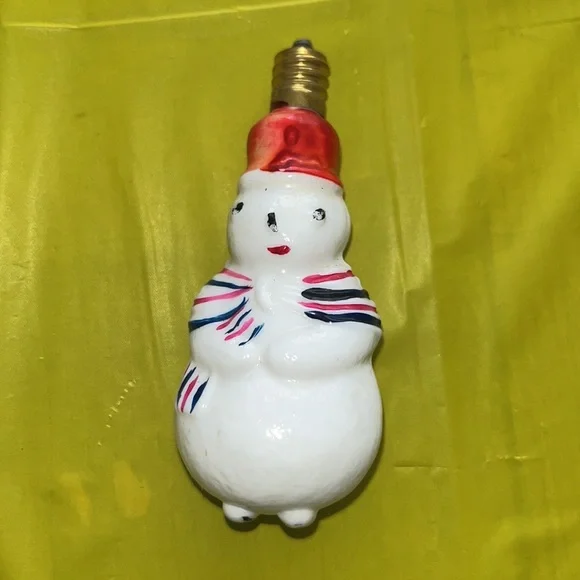Vintage Milk Glass Santa Snowman Lightbulbs - Picture 2 of 6